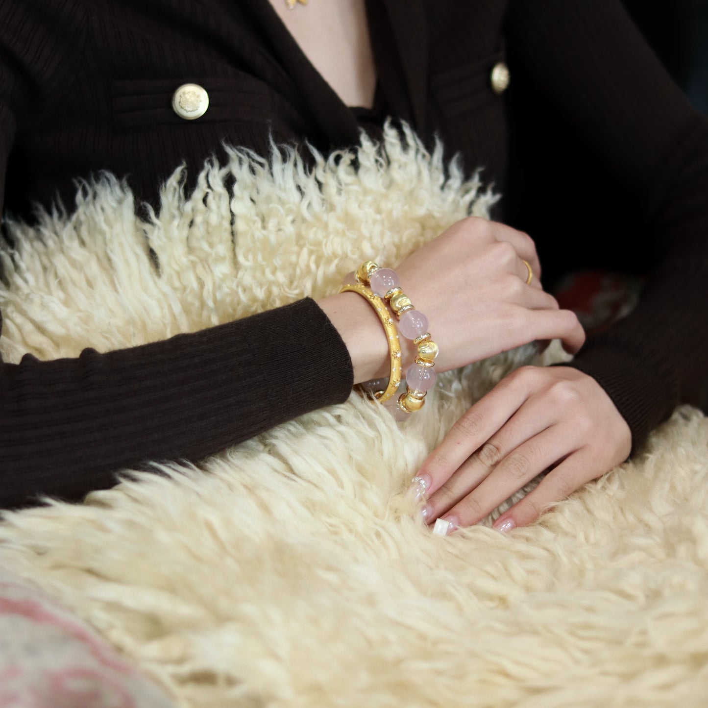 Handmade Luxury Rose Quartz Bracelet - Timeless Feminine Elegance