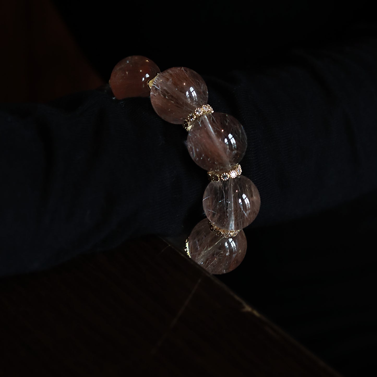 Hand - Wrought Exclusive Rare Pink Rabbit Hair Crystal Bracelet