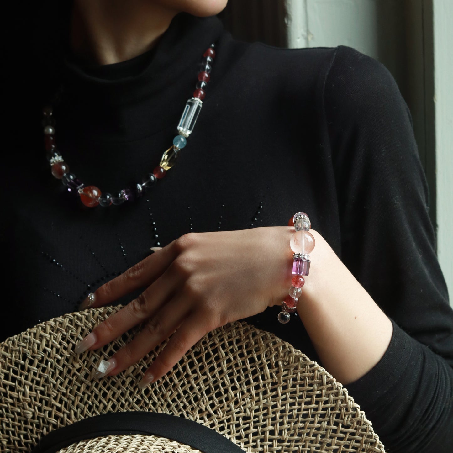 Artisan - Crafted Premium Crystal Jewelry Ensemble - Retro Luxury, Assorted Rare Crystals