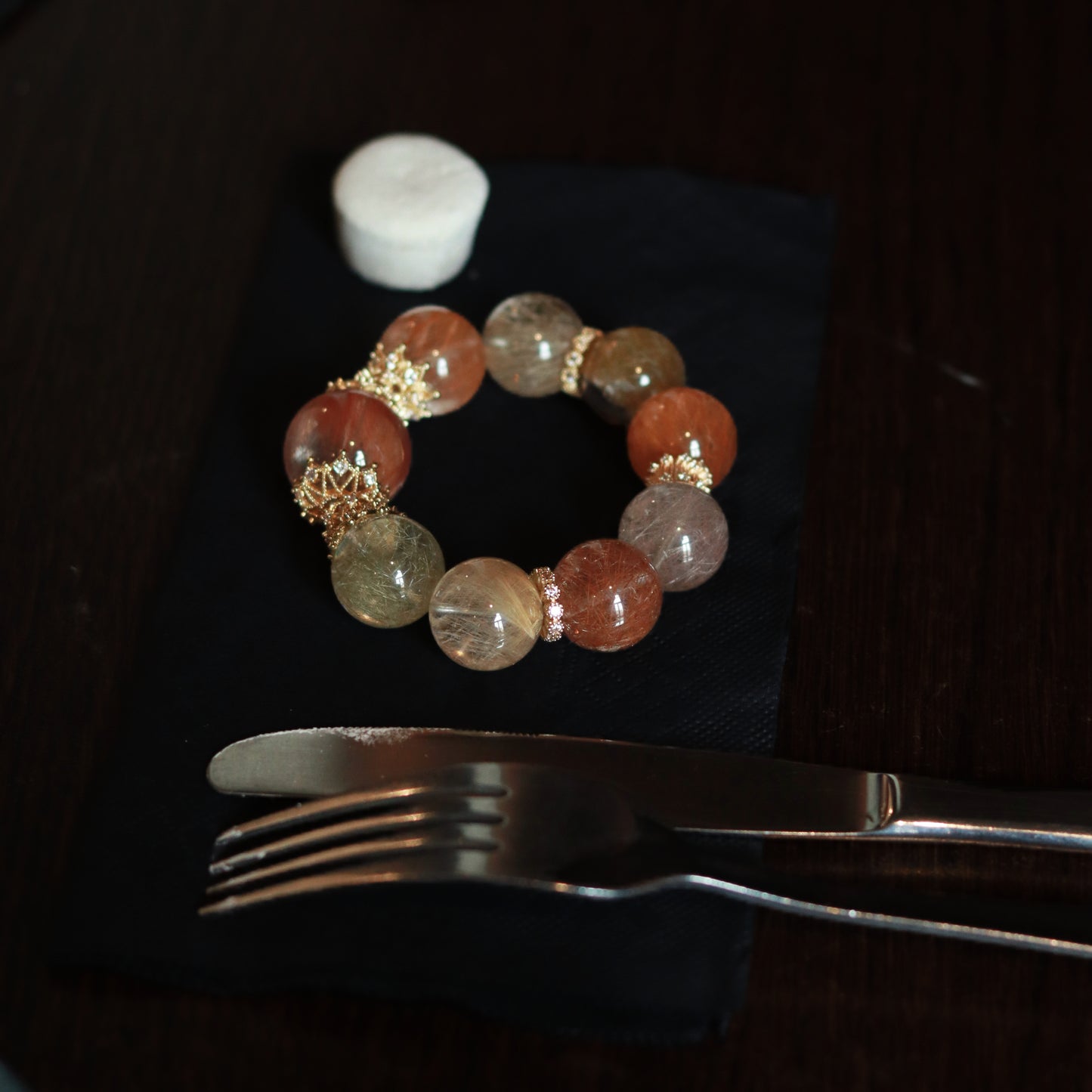 Handmade Luxury Rare Rainbow Rutilated Quartz Bracelet - Nature's Colorful Masterpiece