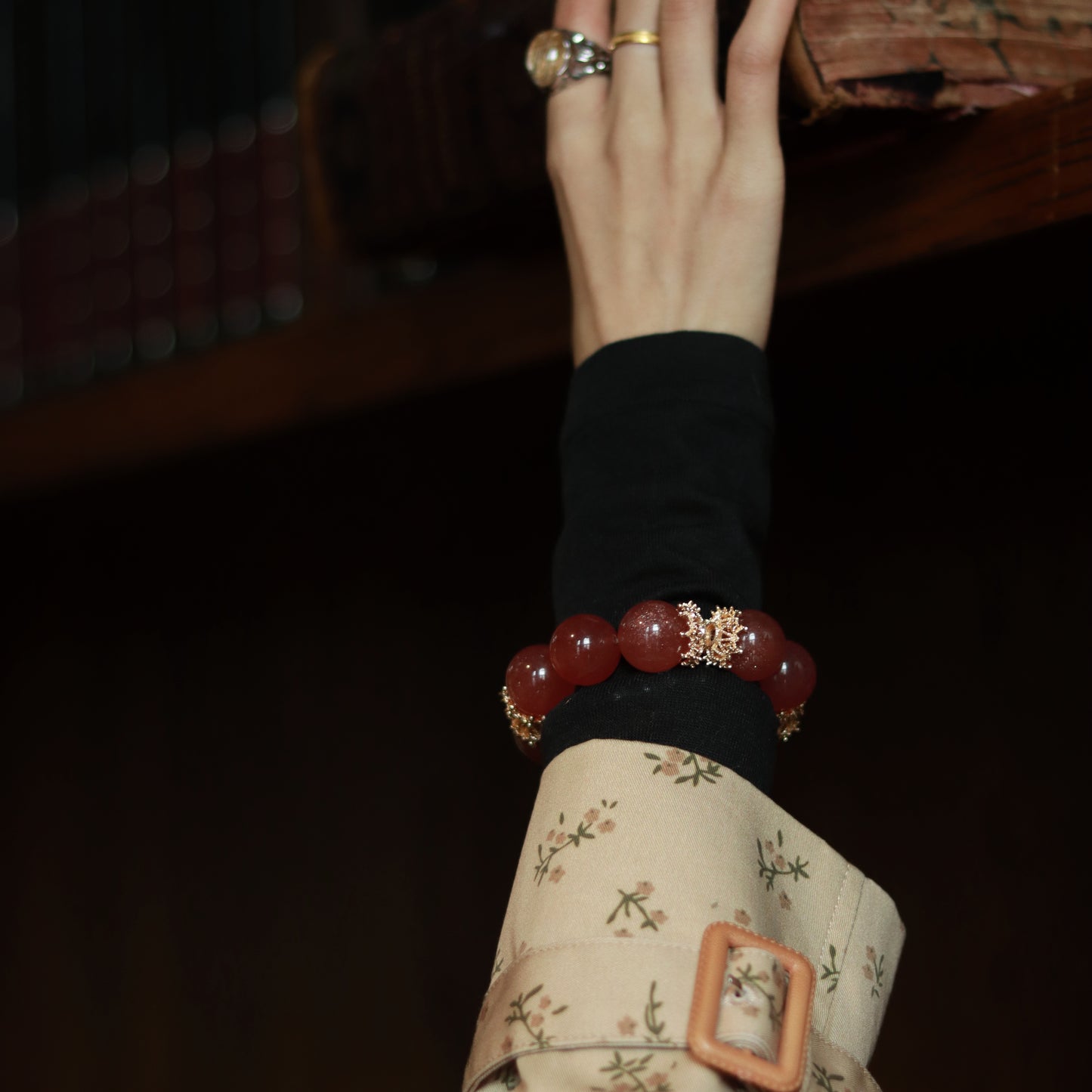 Handmade Luxury Strawberry Quartz Bracelet - Radiant Gemstone Elegance