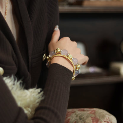 Handmade Luxury Rose Quartz Bracelet - Timeless Feminine Elegance