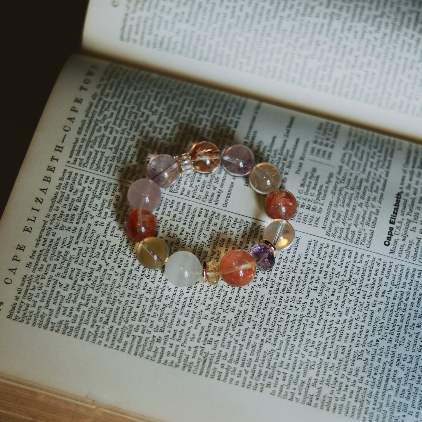 Handmade Luxury Natural Crystal Bracelet Featuring Bolivian Amethyst, Red Rutilated Quartz, and Black Rutile Quartz