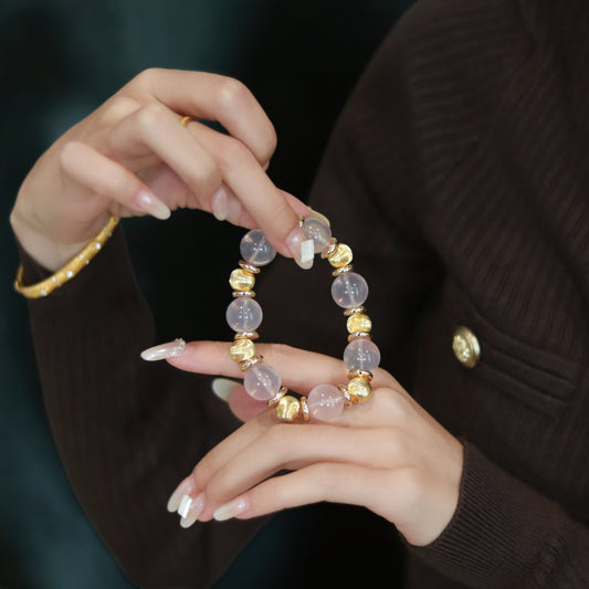 Handmade Luxury Rose Quartz Bracelet - Timeless Feminine Elegance