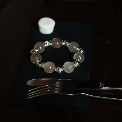 Hand - Wrought Exclusive Rare White Rabbit Hair Crystal Bracelet - Retro Luxury